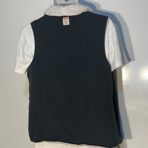 Mossimo SZ L REVERSIBLE Gray sweatshirt or sherpa waterfall vest vintage - Picture 5 of 9
